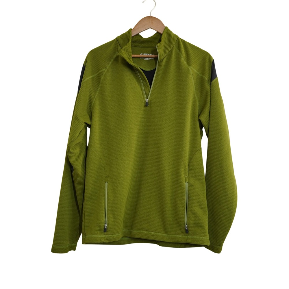 Brooks Men's Size Medium Equilibrium 1/4 Zip Running Pullover Green Waffle Grid